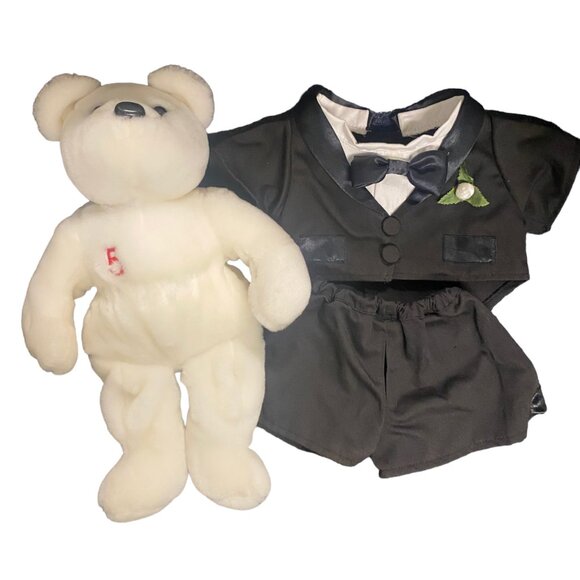 Build-A-Bear Workshop Tuxedo Outfit & White Bear - Picture 2 of 16